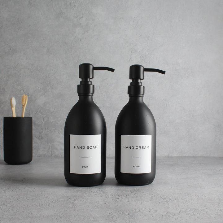 Hand Soap & Hand Cream Matte Black Glass Set - Namie Home