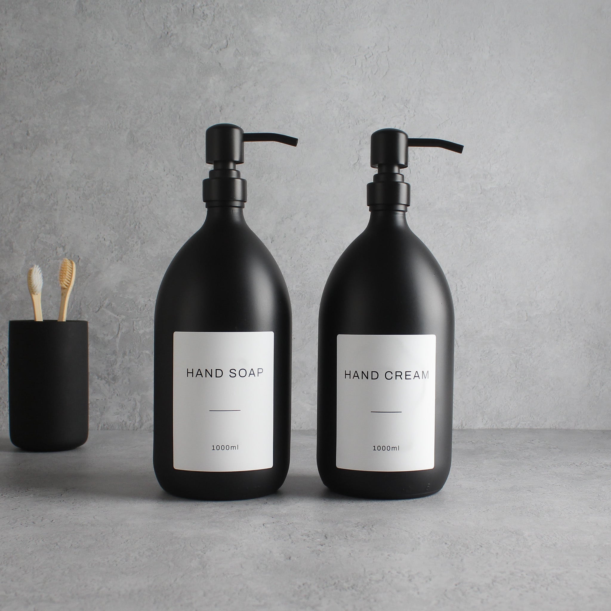 Hand Soap & Hand Cream Matte Black Glass Set - Namie Home