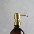 Labelled Amber Glass Dispenser Bottle With Gold Pump - Namie Home