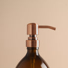 Labelled Amber Glass Dispenser Bottle With Rose Gold Pump - Namie Home