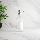 Labelled Clear Glass Dispenser Bottle With Silver Pump - Namie Home