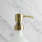 Labelled Frosted White Glass Dispenser Bottle With Gold Pump - Namie Home