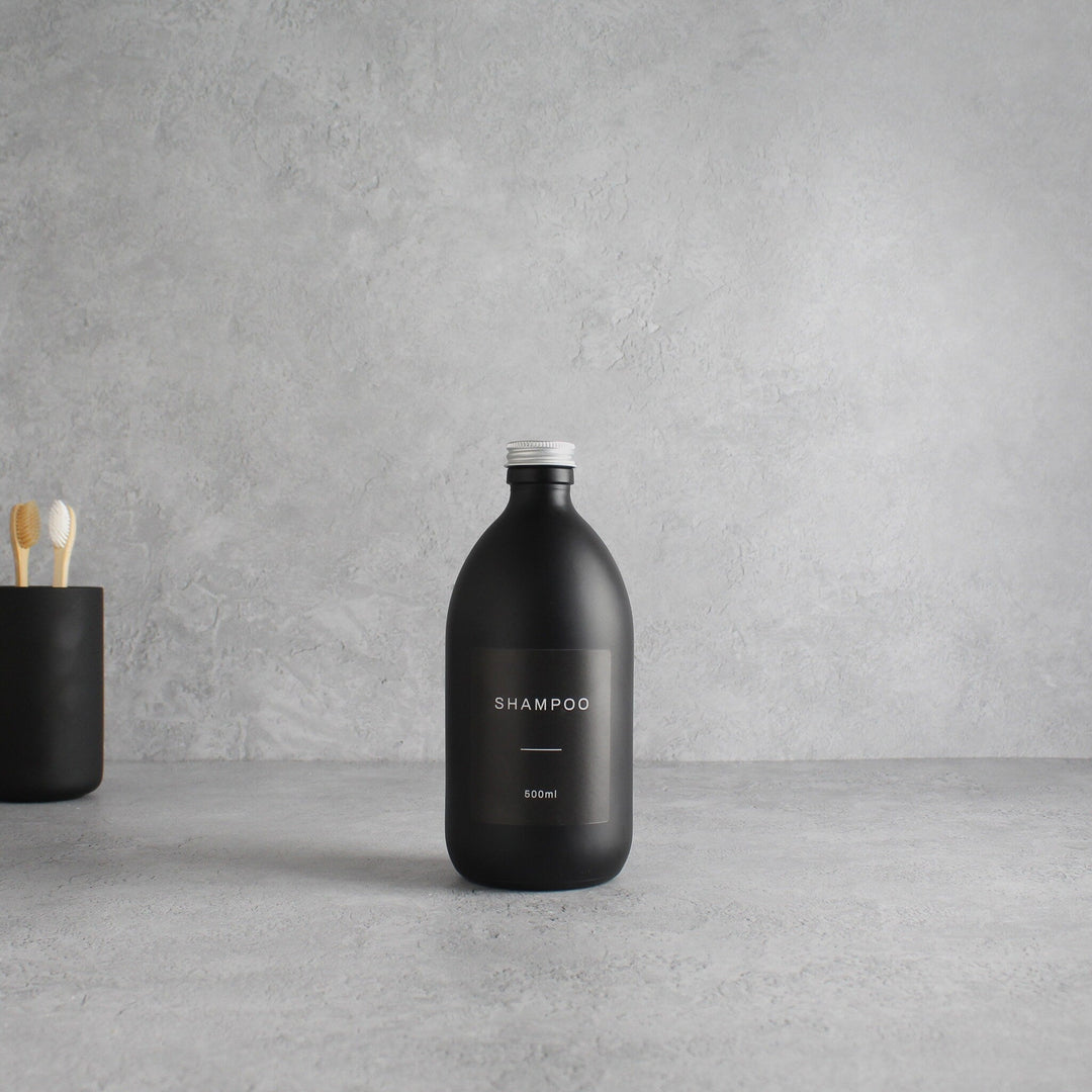 Labelled Matte Black Glass Bottle With Screw Cap - Namie Home