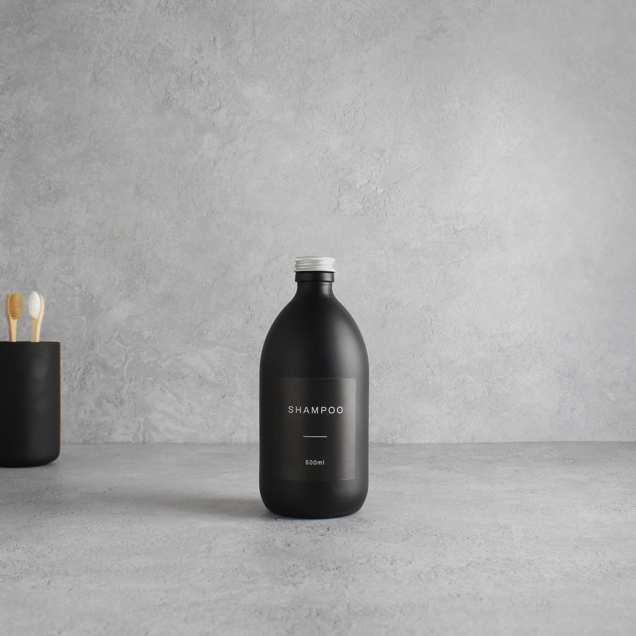 Labelled Matte Black Glass Bottle With Screw Cap - Namie Home