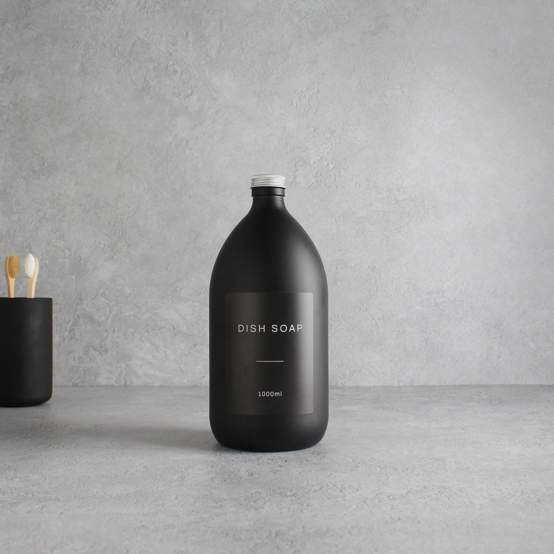 Labelled Matte Black Glass Bottle With Screw Cap - Namie Home