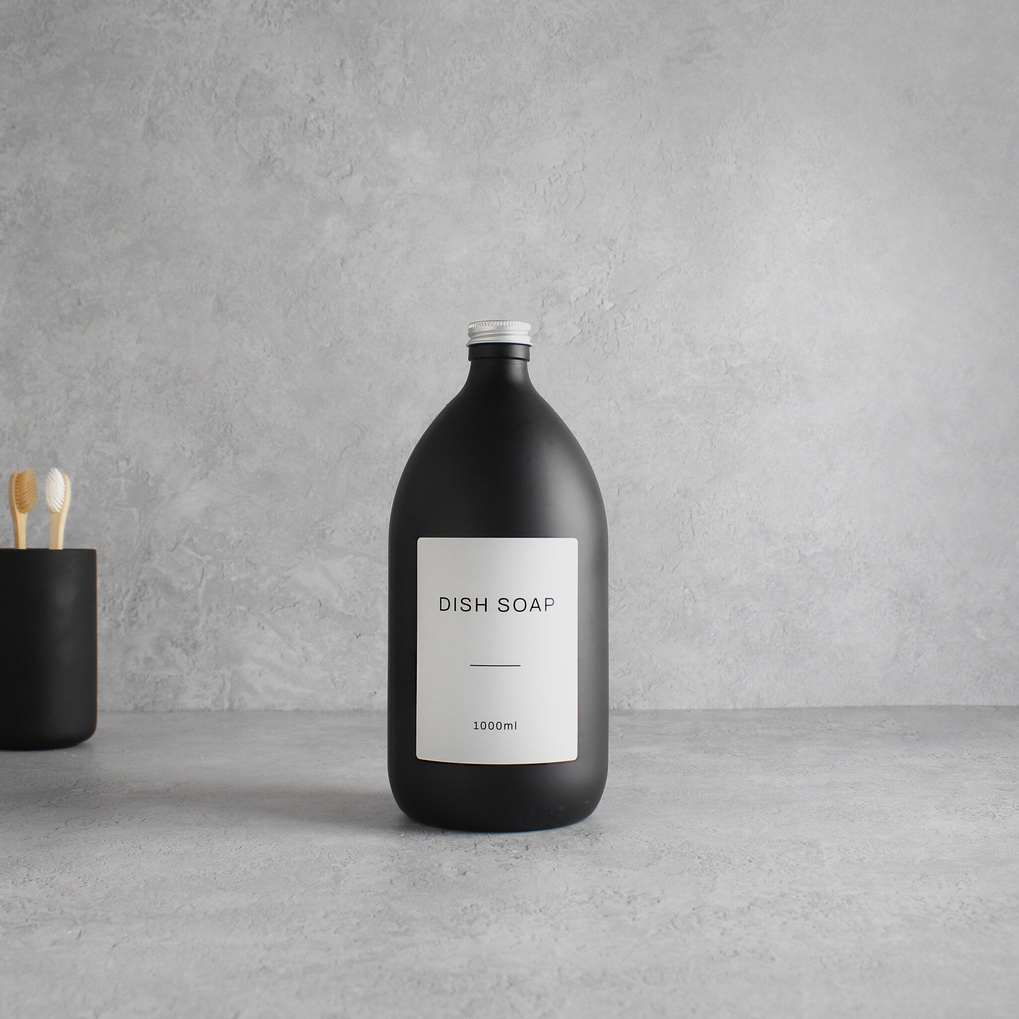 Labelled Matte Black Glass Bottle With Screw Cap - Namie Home