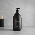 Labelled Matte Black Glass Dispenser Bottle With Black Pump - Namie Home