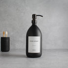 Labelled Matte Black Glass Dispenser Bottle With Black/Copper Pump - Namie Home