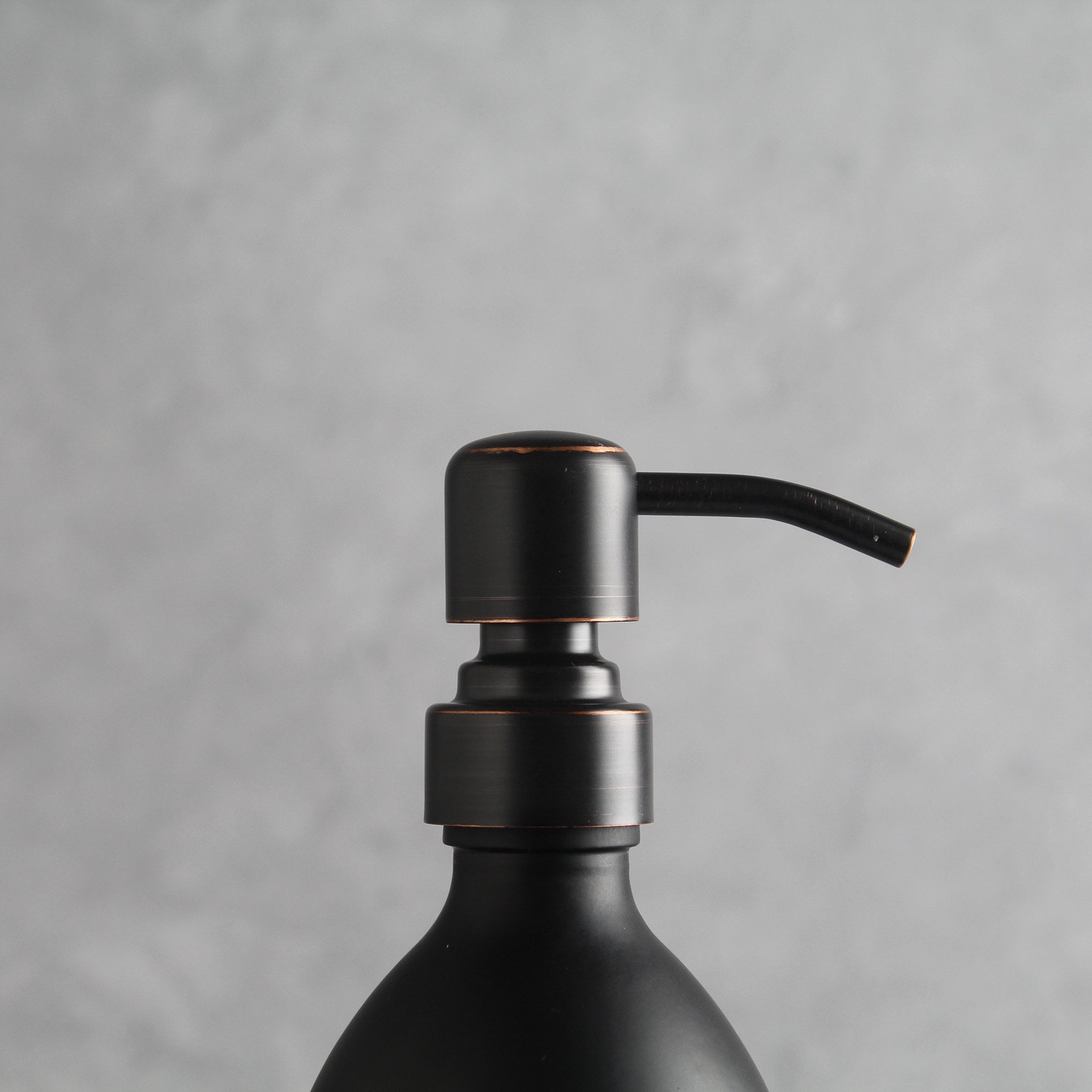 Labelled Matte Black Glass Dispenser Bottle With Black/Copper Pump - Namie Home