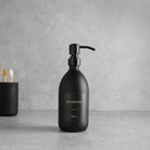 Labelled Matte Black Glass Dispenser Bottle With Black/Copper Pump - Namie Home