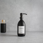 Labelled Matte Black Glass Dispenser Bottle With Black/Copper Pump - Namie Home