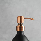 Labelled Matte Black Glass Dispenser Bottle With Rose Gold Pump - Namie Home