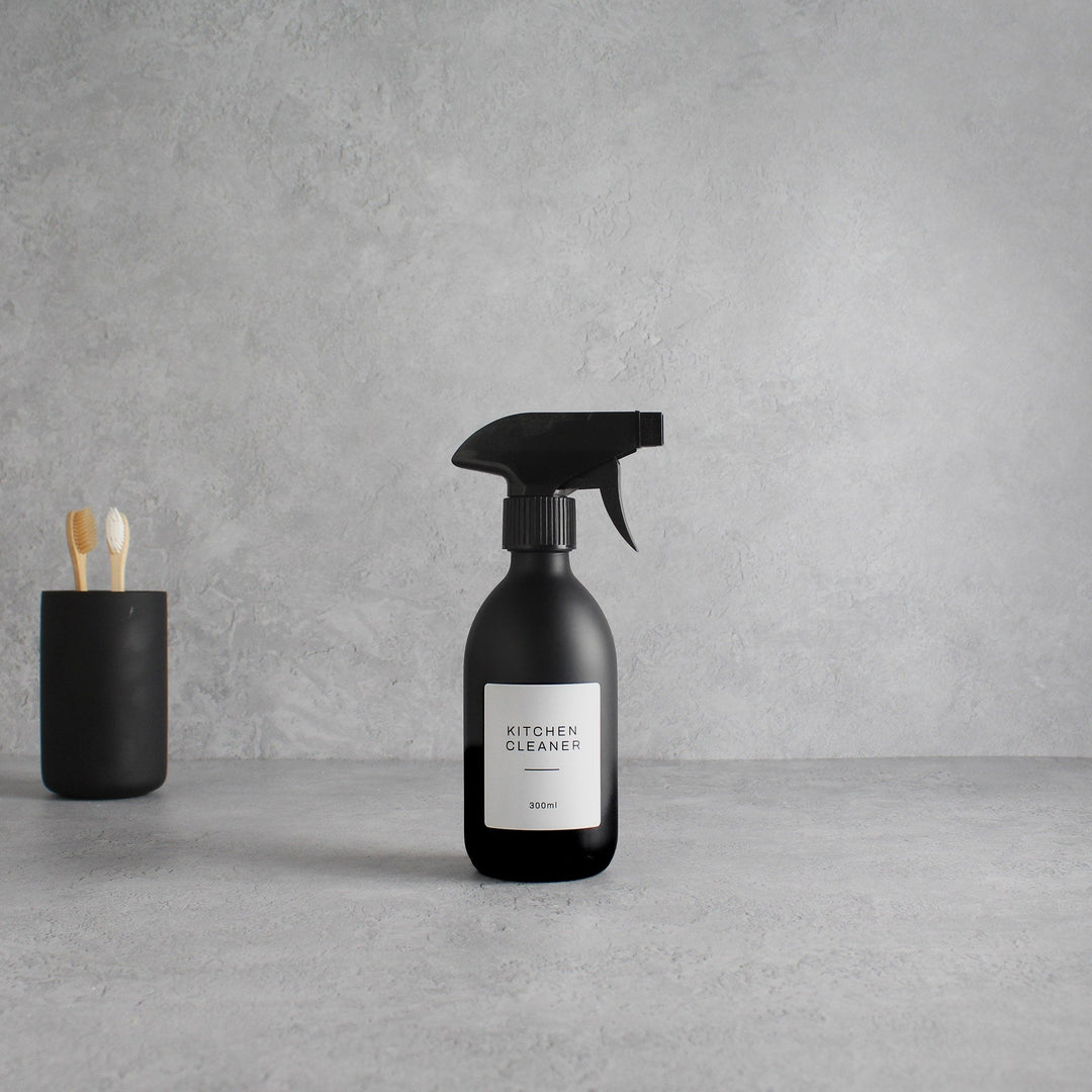 Labelled Matte Black Glass Spray Bottle - Namie Home