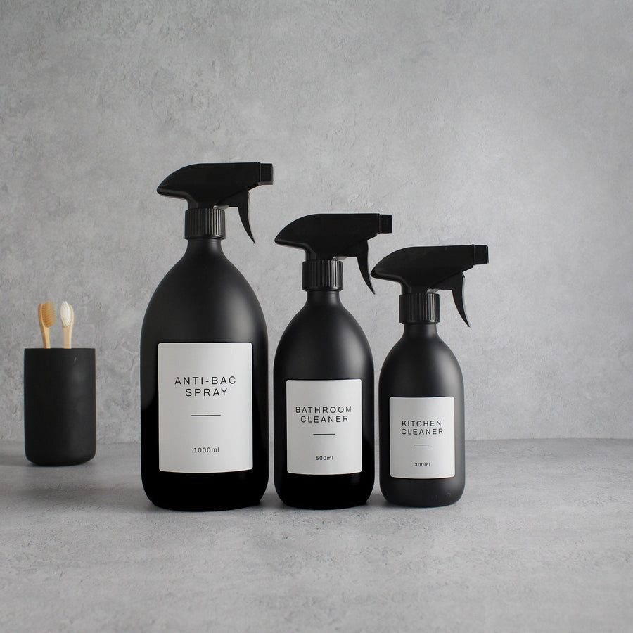 Labelled Matte Black Glass Spray Bottle - Namie Home