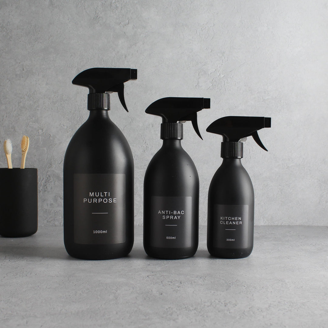 Labelled Matte Black Glass Spray Bottle - Namie Home