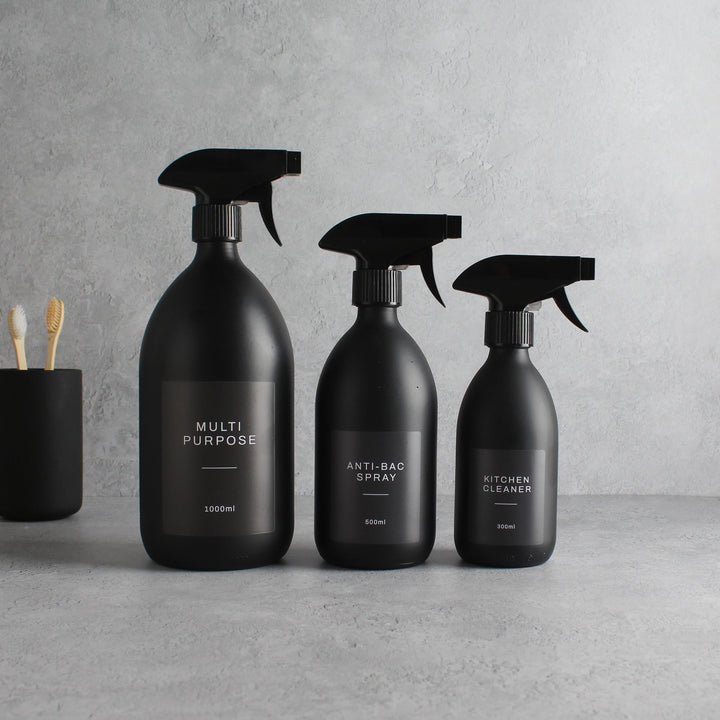 Labelled Matte Black Glass Spray Bottle - Namie Home