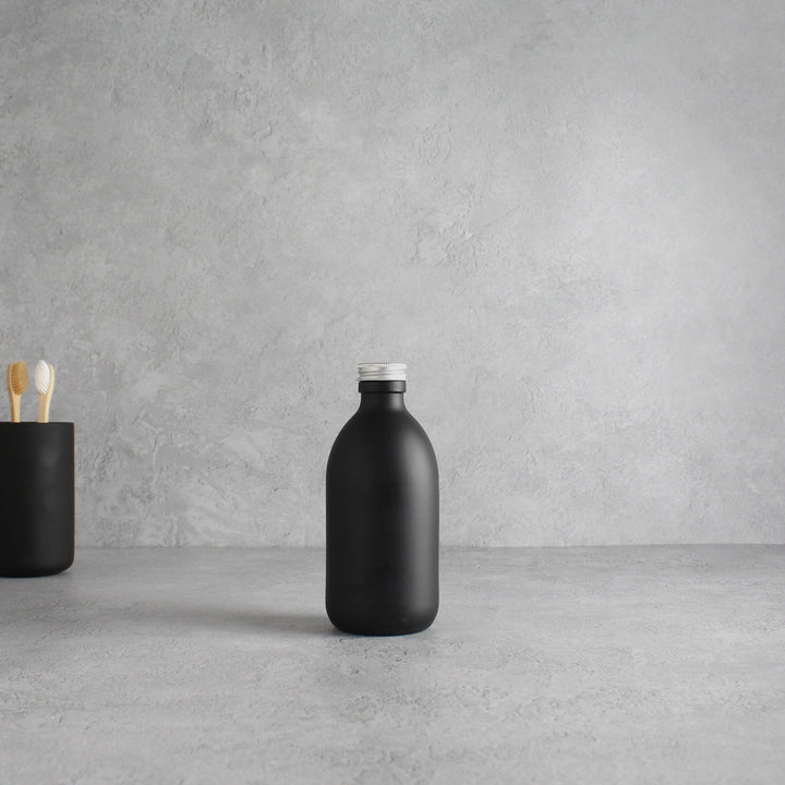 Matte Black Glass Bottle With Screw Cap - Namie Home