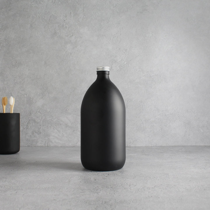 Matte Black Glass Bottle With Screw Cap - Namie Home