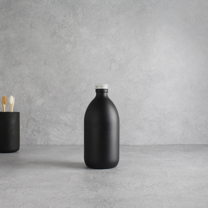 Matte Black Glass Bottle With Screw Cap - Namie Home