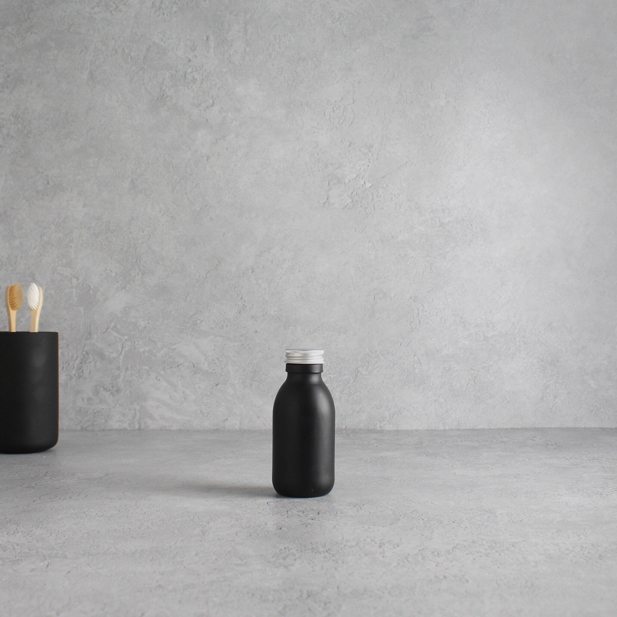 Matte Black Glass Bottle With Screw Cap - Namie Home