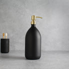 Matte Black Glass Dispenser Bottle With Gold Pump - Namie Home