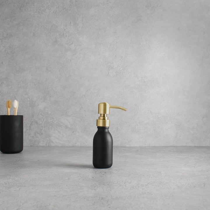 Matte Black Glass Dispenser Bottle With Gold Pump - Namie Home