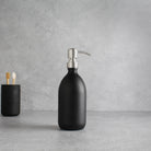 Matte Black Glass Dispenser Bottle With Silver Pump - Namie Home