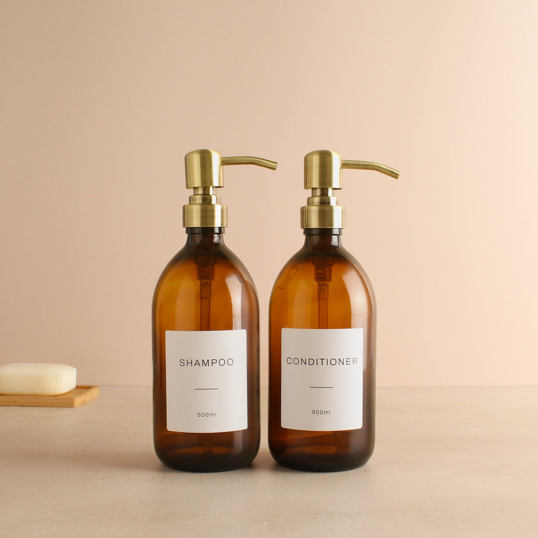 Shampoo & Conditioner Amber Glass Set - Namie Home