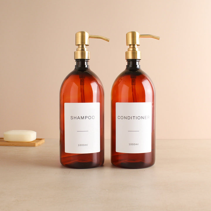 Shampoo & Conditioner Amber Plastic Set - Namie Home