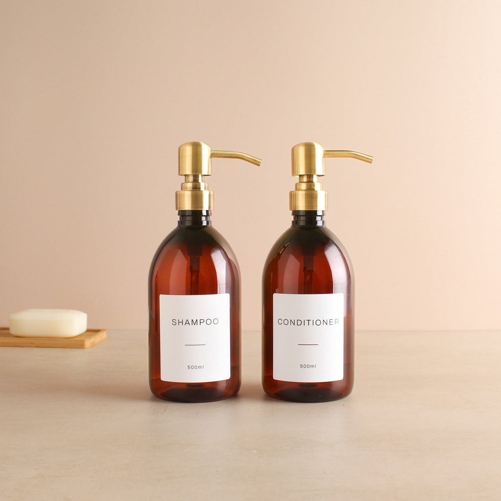 Shampoo & Conditioner Amber Plastic Set - Namie Home