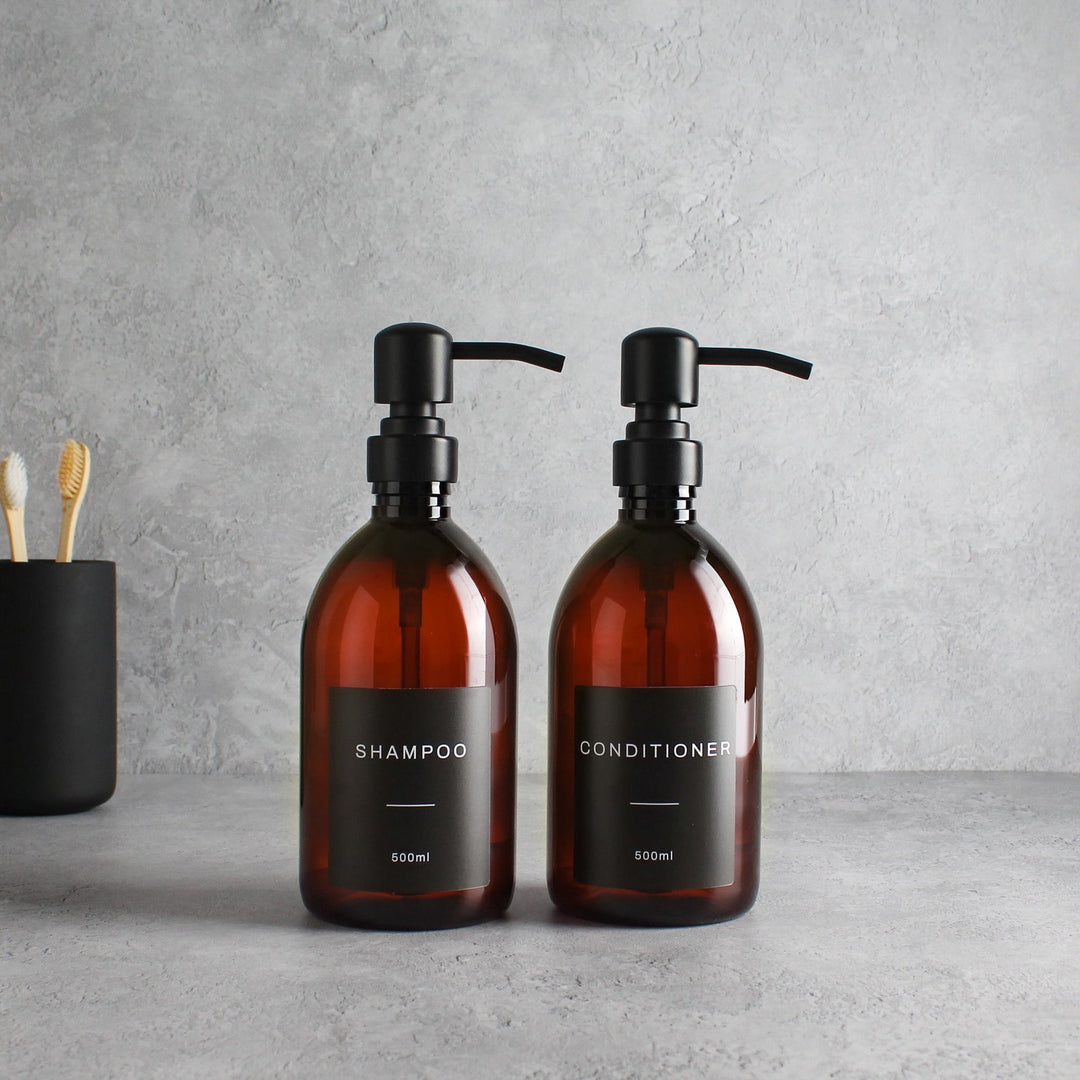 Shampoo & Conditioner Amber Plastic Set - Namie Home