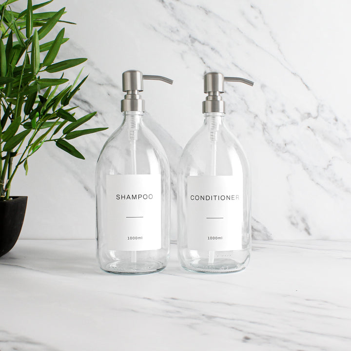 Shampoo & Conditioner Clear Glass Set - Namie Home