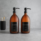 Shampoo & Conditioner Frosted Amber Glass Set - Namie Home