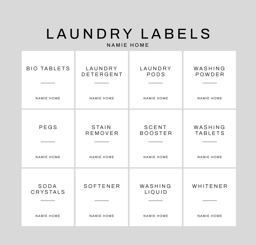 White Laundry Labels - Namie Home