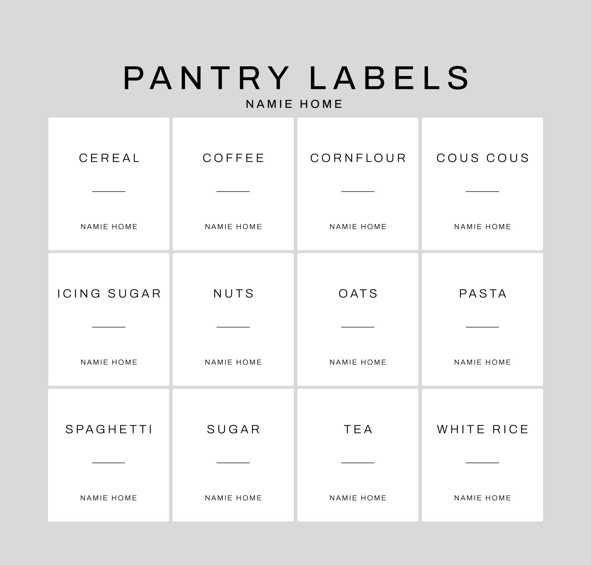 White Pantry Labels - Namie Home